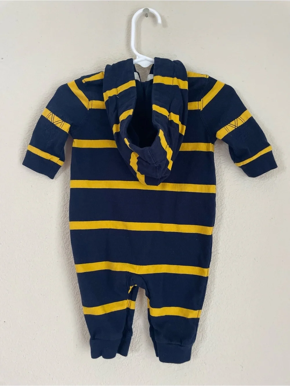 Ralph Lauren Navy and Yellow Striped Hooded One-Piece